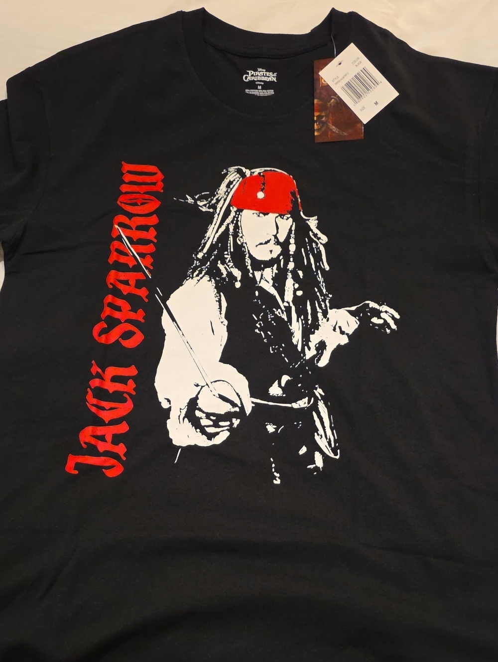 Pirates of the Caribbean Black Graphic Tee with Red Accents